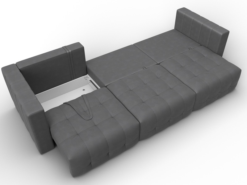 Диван прямой Лига-052 НПБ Лонг, Замша, JOLY 13 серый