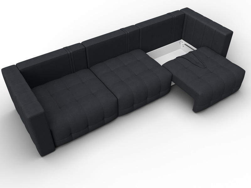 Диван прямой Лига-052 НПБ Лонг, Замша, JOLY 16 темно-серый