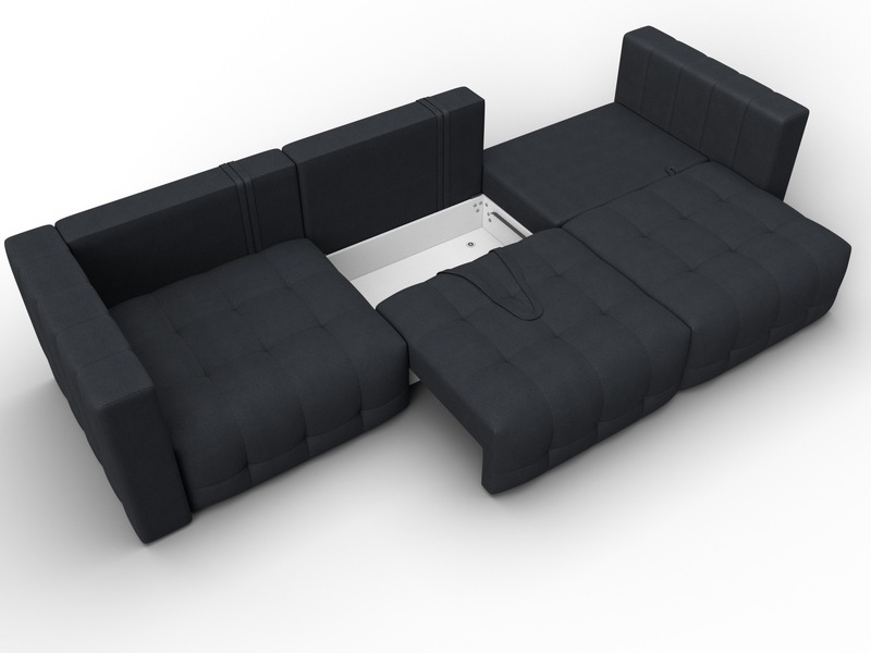 Диван прямой Лига-052 НПБ Лонг, Замша, JOLY 16 темно-серый