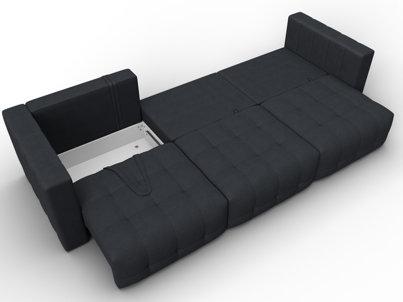 Диван прямой Лига-052 НПБ Лонг, Замша, JOLY 16 темно-серый