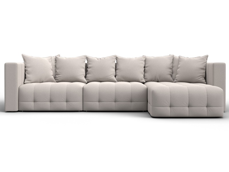 Диван угловой Лига-052 НПБ Лонг угол универсальный, Замша, JOLY 05 бежевый