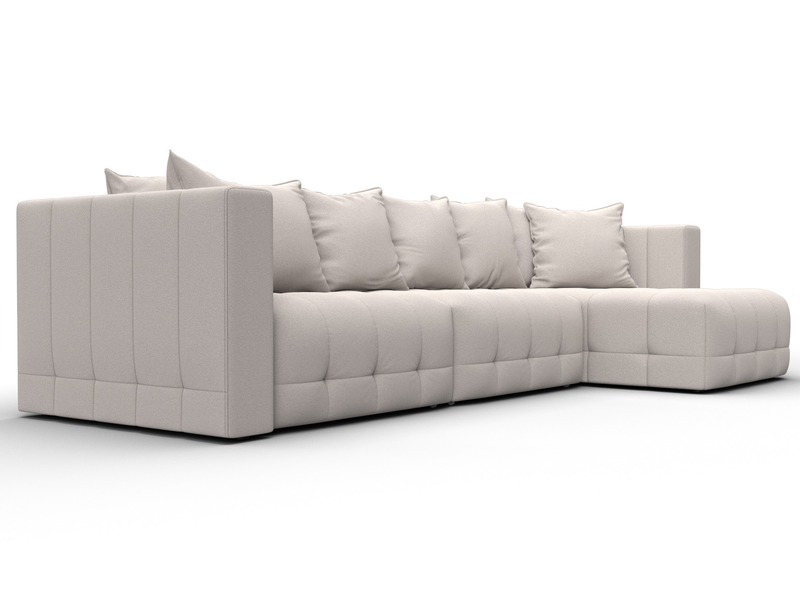 Диван угловой Лига-052 НПБ Лонг угол универсальный, Замша, JOLY 05 бежевый