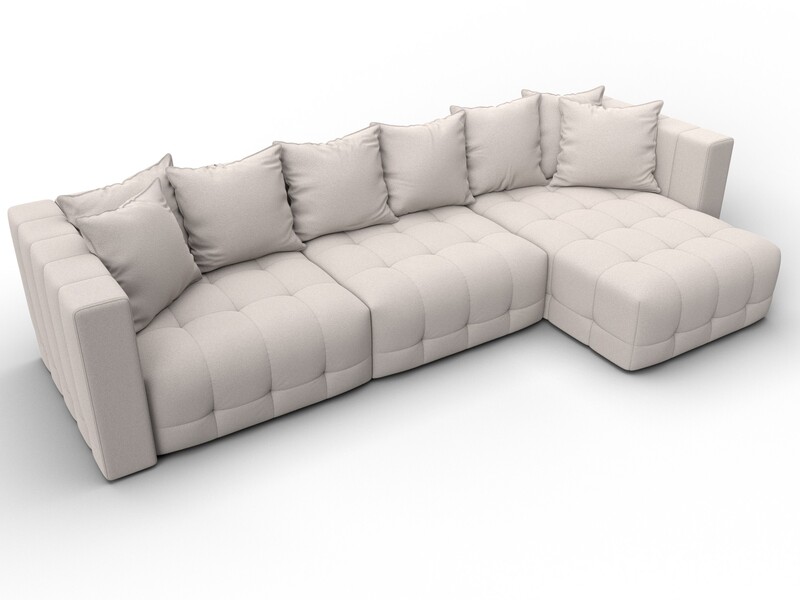 Диван угловой Лига-052 НПБ Лонг угол универсальный, Замша, JOLY 05 бежевый