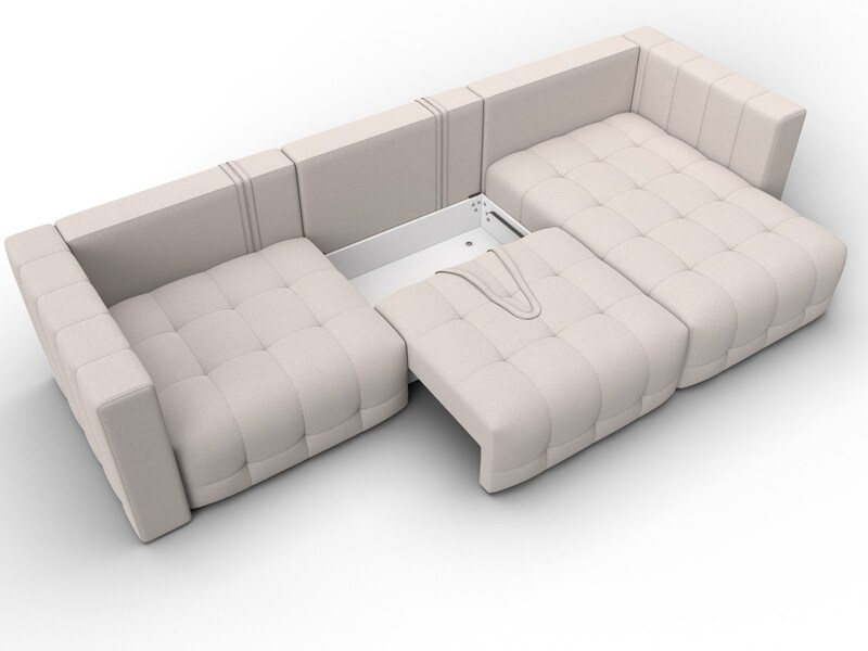 Диван угловой Лига-052 НПБ Лонг угол универсальный, Замша, JOLY 05 бежевый