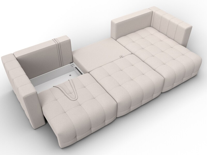 Диван угловой Лига-052 НПБ Лонг угол универсальный, Замша, JOLY 05 бежевый