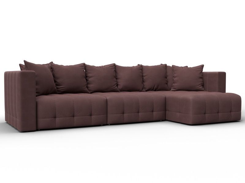 Диван угловой Лига-052 НПБ Лонг угол универсальный, Замша, JOLY 09 бордовый