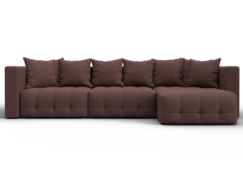 Диван угловой Лига-052 НПБ Лонг угол универсальный, Замша, JOLY 09 бордовый