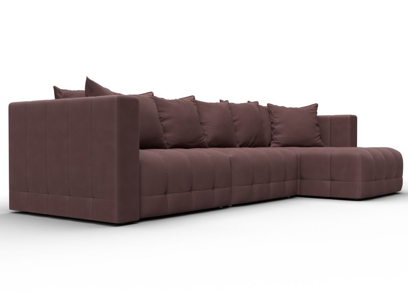Диван угловой Лига-052 НПБ Лонг угол универсальный, Замша, JOLY 09 бордовый