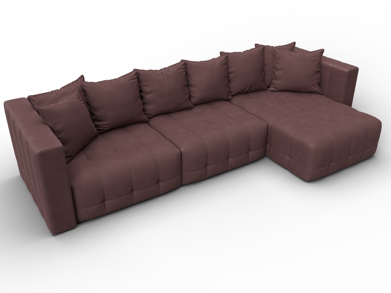 Диван угловой Лига-052 НПБ Лонг угол универсальный, Замша, JOLY 09 бордовый