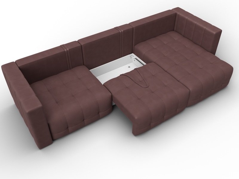 Диван угловой Лига-052 НПБ Лонг угол универсальный, Замша, JOLY 09 бордовый