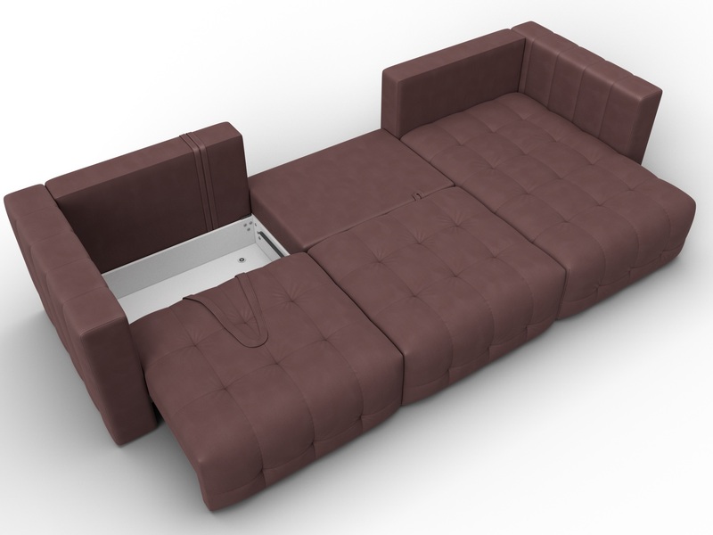 Диван угловой Лига-052 НПБ Лонг угол универсальный, Замша, JOLY 09 бордовый