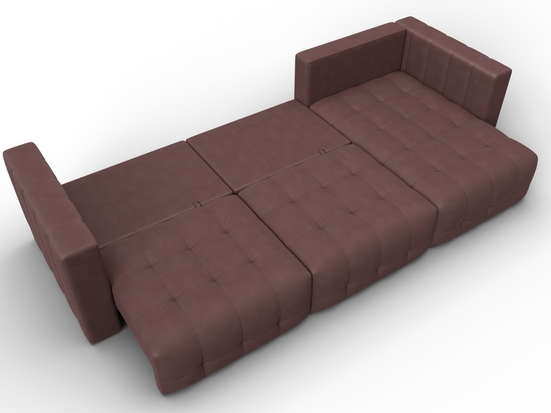 Диван угловой Лига-052 НПБ Лонг угол универсальный, Замша, JOLY 09 бордовый