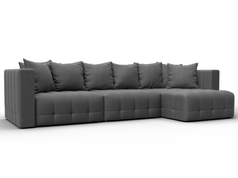 Диван угловой Лига-052 НПБ Лонг угол универсальный, Замша, JOLY 13 серый