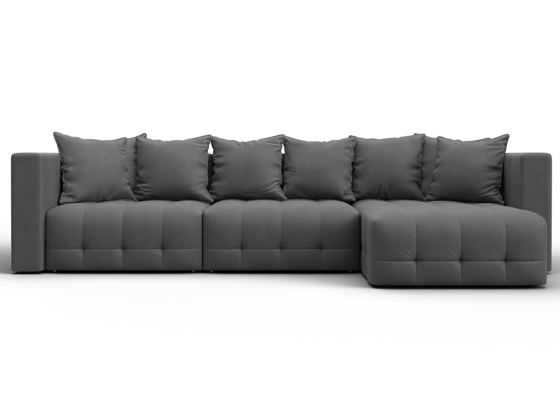 Диван угловой Лига-052 НПБ Лонг угол универсальный, Замша, JOLY 13 серый