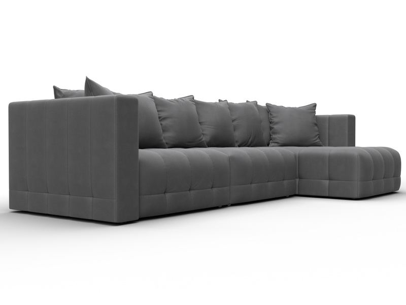 Диван угловой Лига-052 НПБ Лонг угол универсальный, Замша, JOLY 13 серый