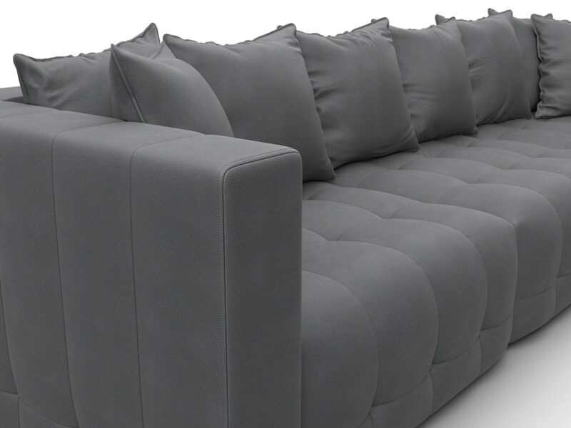 Диван угловой Лига-052 НПБ Лонг угол универсальный, Замша, JOLY 13 серый