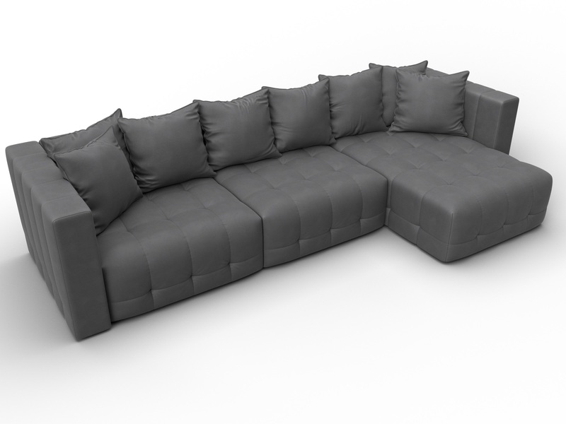 Диван угловой Лига-052 НПБ Лонг угол универсальный, Замша, JOLY 13 серый