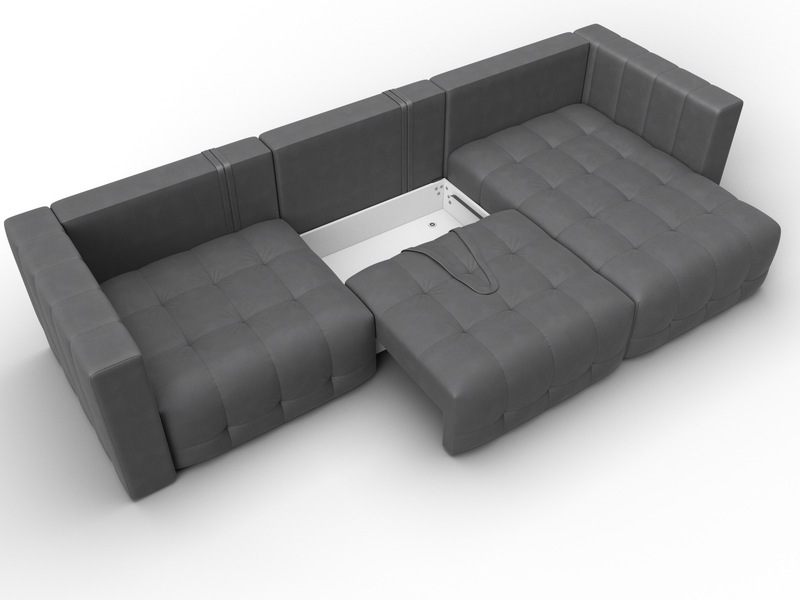 Диван угловой Лига-052 НПБ Лонг угол универсальный, Замша, JOLY 13 серый