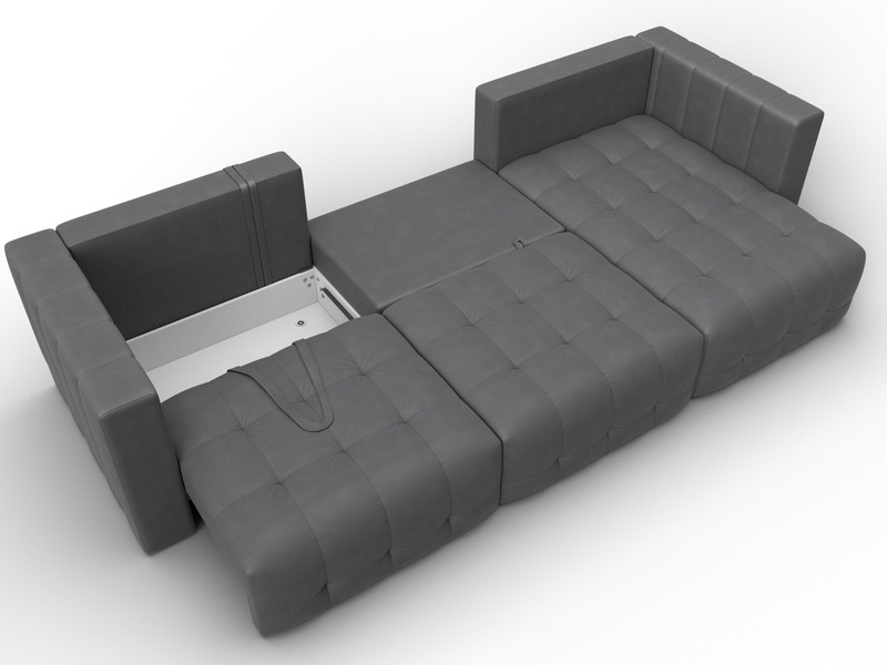 Диван угловой Лига-052 НПБ Лонг угол универсальный, Замша, JOLY 13 серый