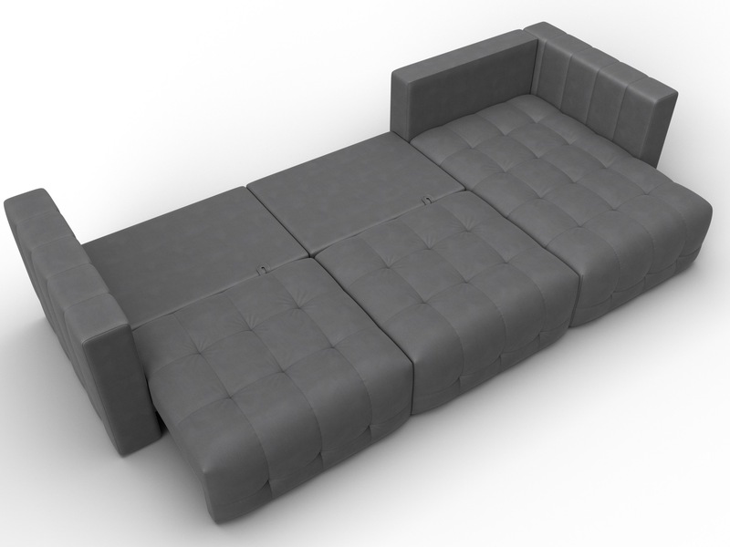 Диван угловой Лига-052 НПБ Лонг угол универсальный, Замша, JOLY 13 серый