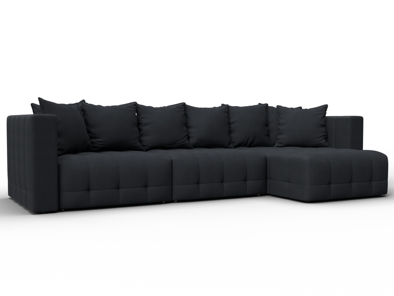 Диван угловой Лига-052 НПБ Лонг угол универсальный, Замша, JOLY 16 темно-серый