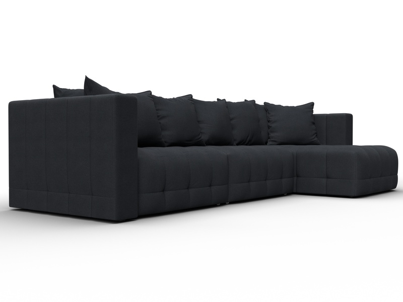 Диван угловой Лига-052 НПБ Лонг угол универсальный, Замша, JOLY 16 темно-серый