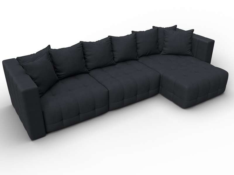 Диван угловой Лига-052 НПБ Лонг угол универсальный, Замша, JOLY 16 темно-серый