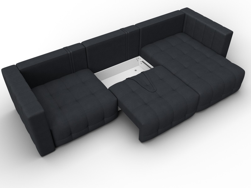 Диван угловой Лига-052 НПБ Лонг угол универсальный, Замша, JOLY 16 темно-серый