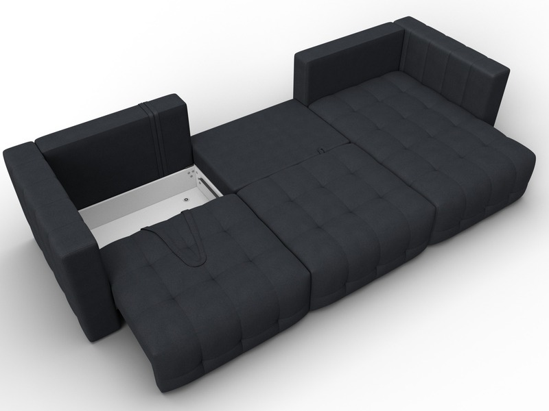 Диван угловой Лига-052 НПБ Лонг угол универсальный, Замша, JOLY 16 темно-серый