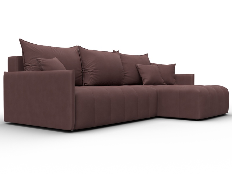 Диван угловой Лига-054 НПБ угол универсальный, Замша, JOLY 09 бордовый