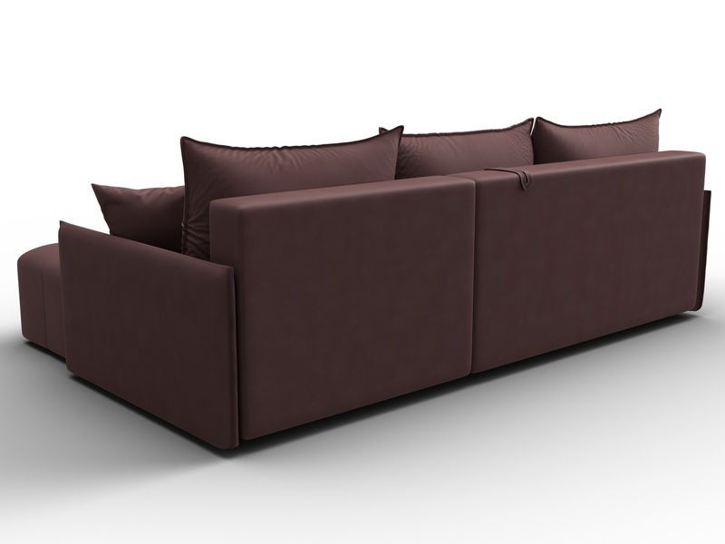 Диван угловой Лига-054 НПБ угол универсальный, Замша, JOLY 09 бордовый