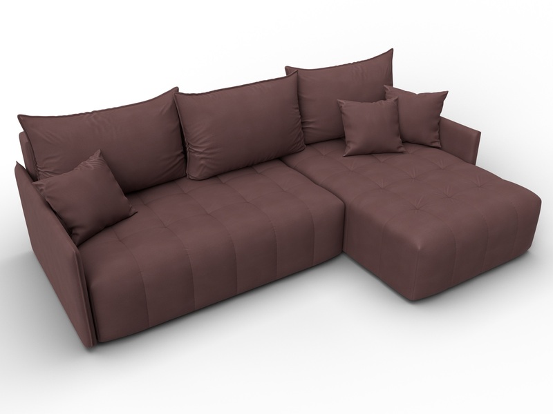 Диван угловой Лига-054 НПБ угол универсальный, Замша, JOLY 09 бордовый