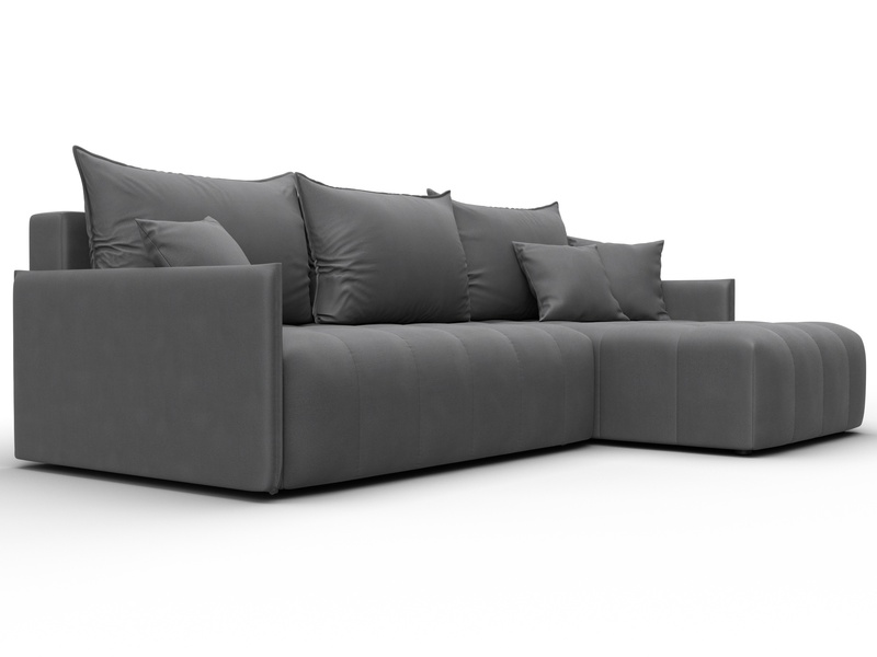 Диван угловой Лига-054 НПБ угол универсальный, Замша, JOLY 13 серый