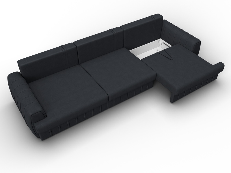 Диван прямой Лига-057 НПБ Лонг, Замша, JOLY 16 темно-серый