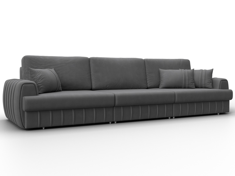 Диван прямой Лига-057 НПБ Лонг, Замша, JOLY 13 серый