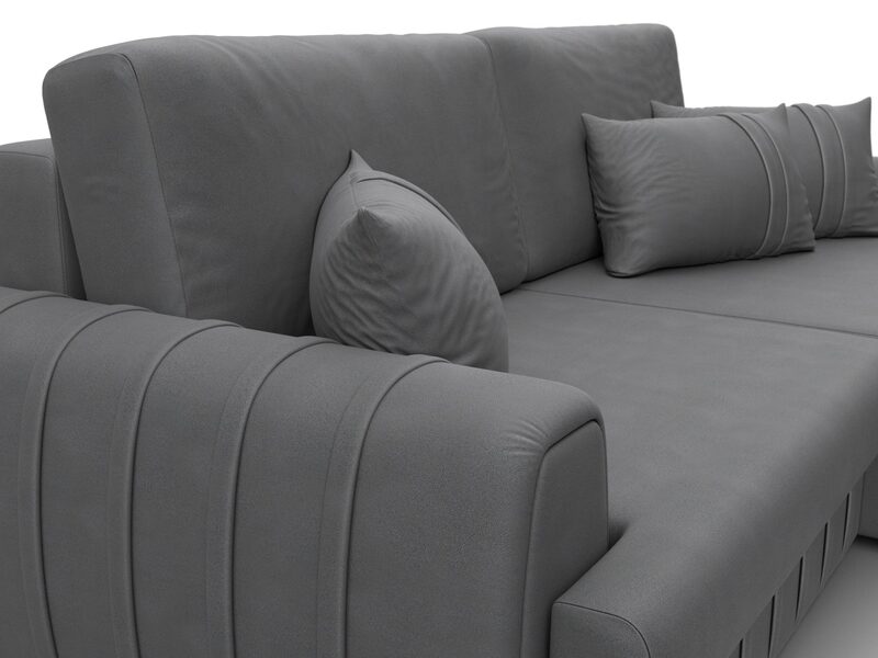 Диван угловой Лига-057 НПБ угол правый, Замша, JOLY 13 серый