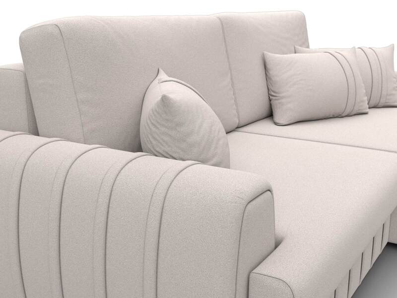 Диван угловой Лига-057 НПБ угол правый, Замша, JOLY 05 бежевый