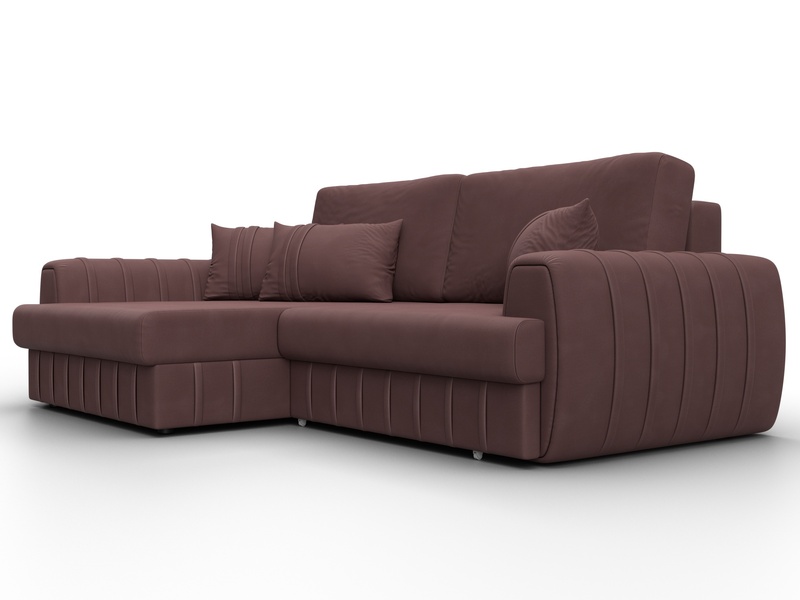 Диван угловой Лига-057 НПБ угол левый, Замша, JOLY 09 бордовый