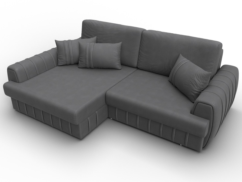 Диван угловой Лига-057 НПБ угол левый, Замша, JOLY 13 серый