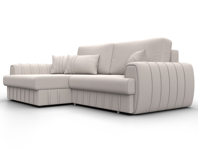 Диван угловой Лига-057 НПБ угол левый, Замша, JOLY 05 бежевый