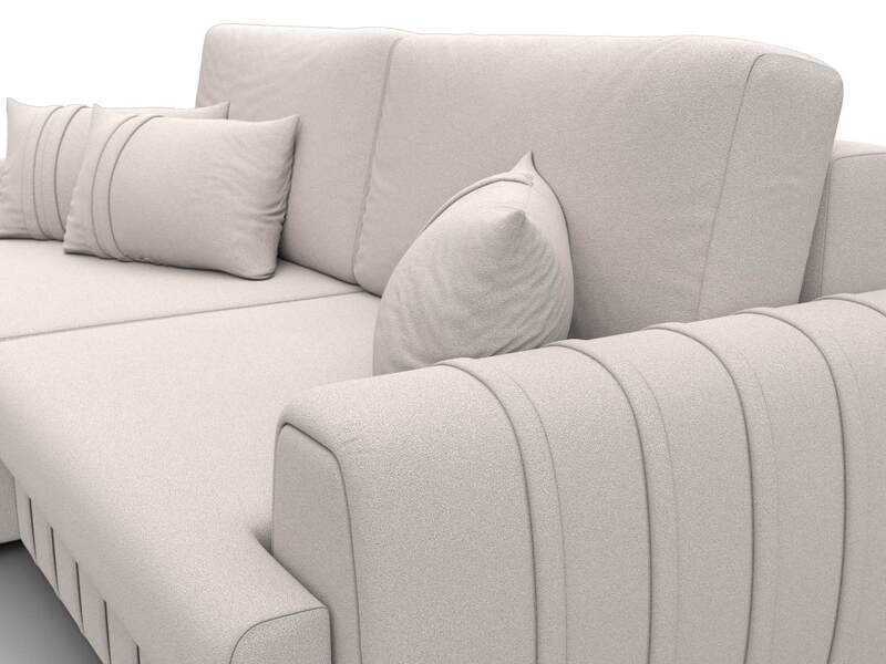 Диван угловой Лига-057 НПБ угол левый, Замша, JOLY 05 бежевый