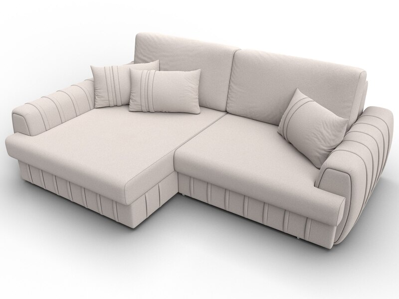 Диван угловой Лига-057 НПБ угол левый, Замша, JOLY 05 бежевый