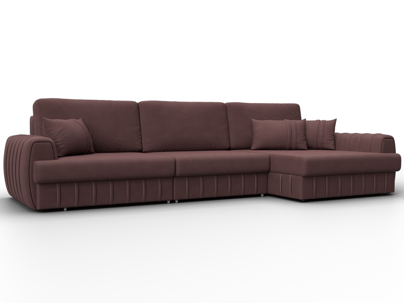 Диван угловой Лига-057 НПБ Лонг угол правый, Замша, JOLY 09 бордовый