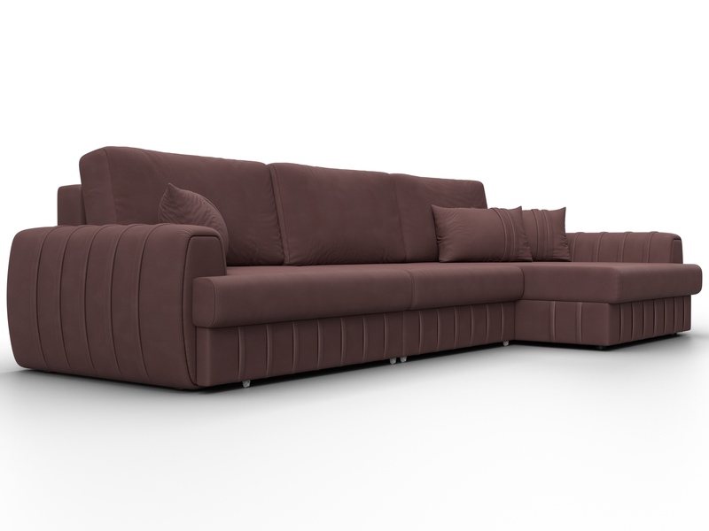 Диван угловой Лига-057 НПБ Лонг угол правый, Замша, JOLY 09 бордовый