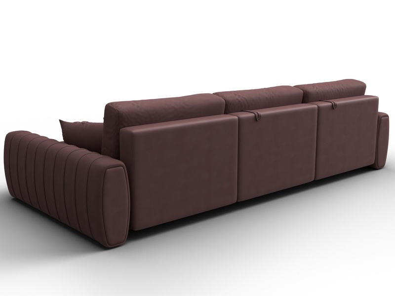 Диван угловой Лига-057 НПБ Лонг угол правый, Замша, JOLY 09 бордовый