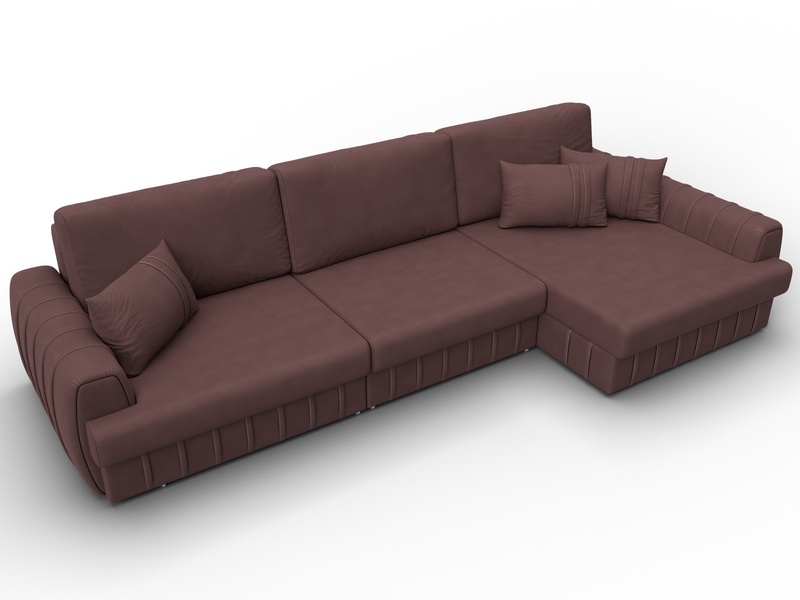 Диван угловой Лига-057 НПБ Лонг угол правый, Замша, JOLY 09 бордовый