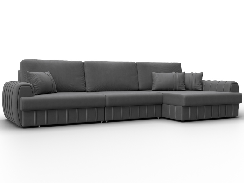 Диван угловой Лига-057 НПБ Лонг угол правый, Замша, JOLY 13 серый