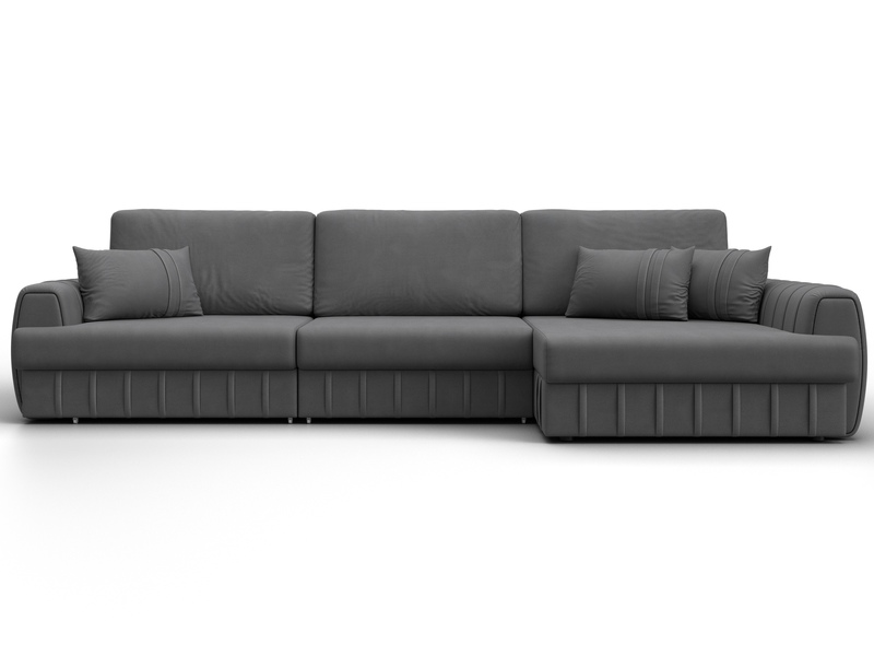 Диван угловой Лига-057 НПБ Лонг угол правый, Замша, JOLY 13 серый