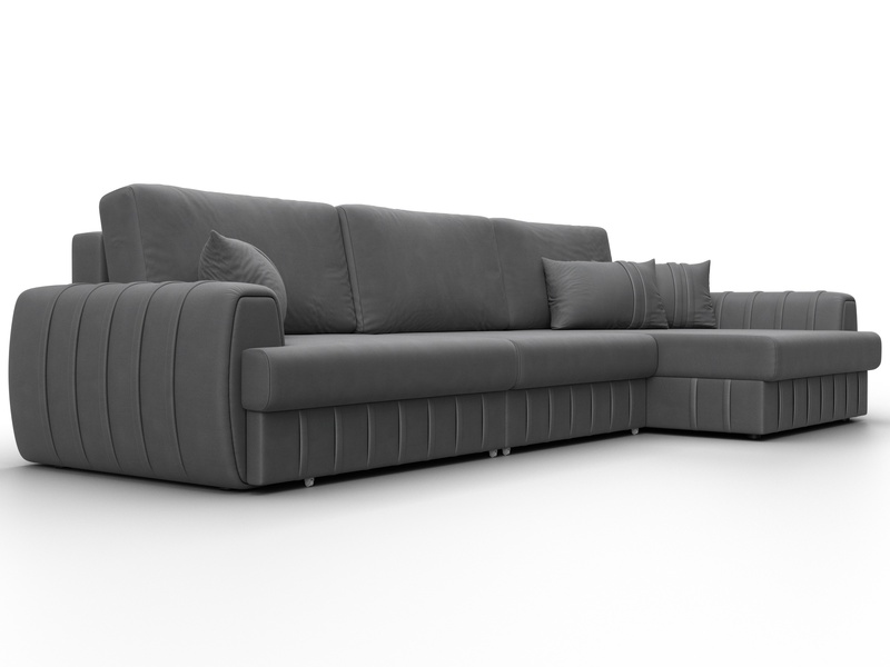 Диван угловой Лига-057 НПБ Лонг угол правый, Замша, JOLY 13 серый