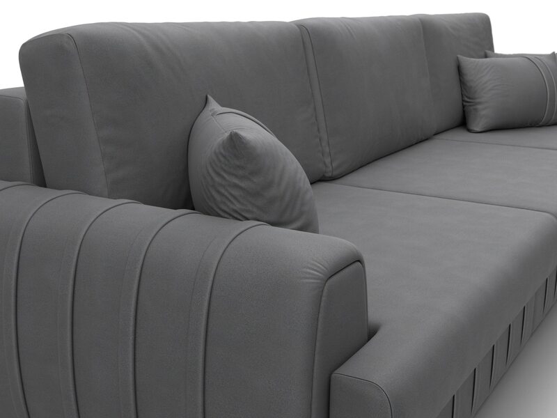 Диван угловой Лига-057 НПБ Лонг угол правый, Замша, JOLY 13 серый